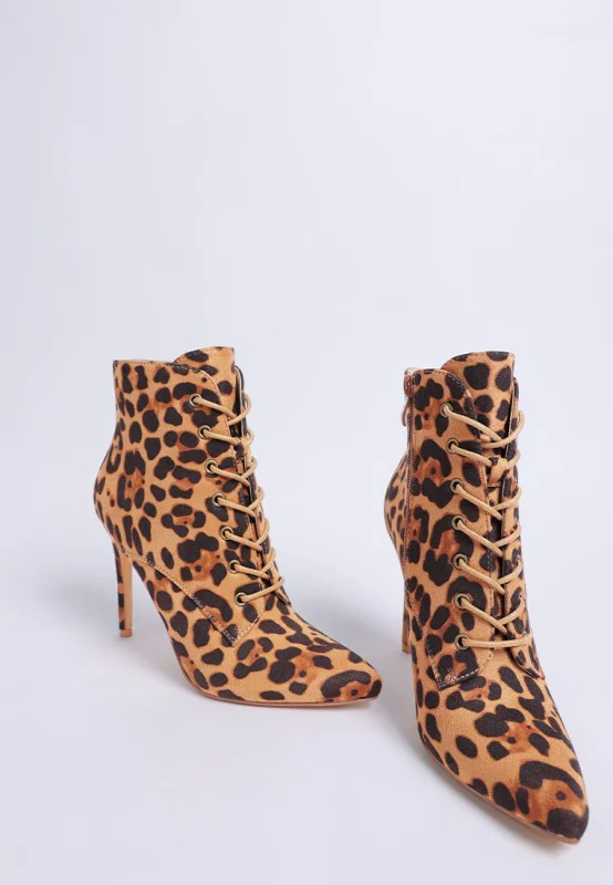 Nesta Leopard Stiletto Heel Lace Up Boots - Image 4