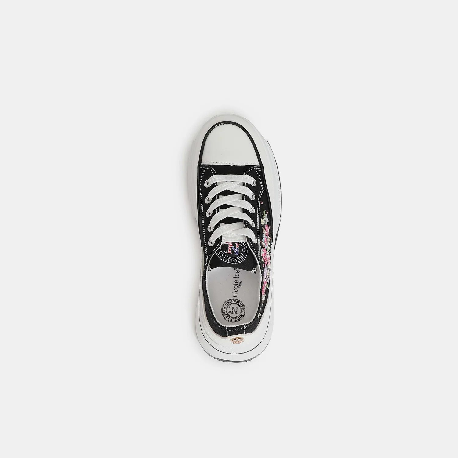 Nicole Lee USA Embroidery Detail Platform Lace-Up Sneakers - Image 3