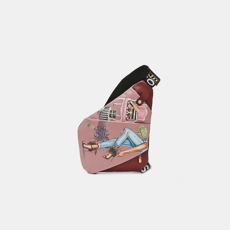 Nicole Lee USA Vegan Leather Leopard & Lip Pattern Crossbody Bag - Image 10