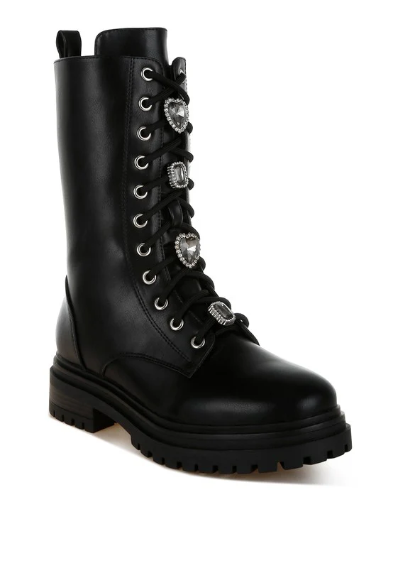 Nimba Rhinestone jewelled Chunky Boots - Image 6