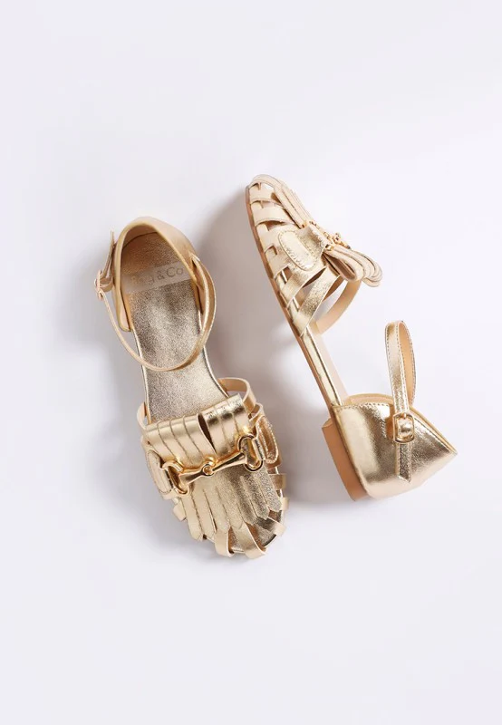 Noori Metallic Fringe Flat Sandals - Image 2