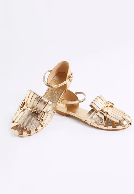 Noori Metallic Fringe Flat Sandals - Image 4