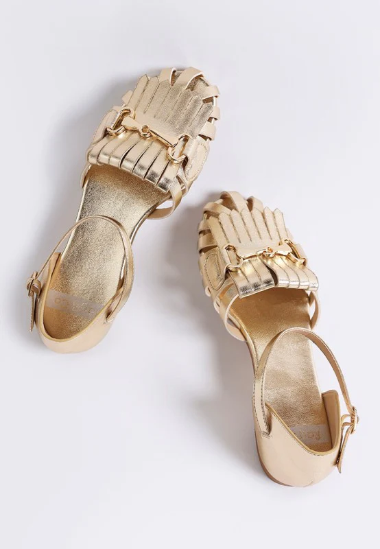 Noori Metallic Fringe Flat Sandals - Image 5