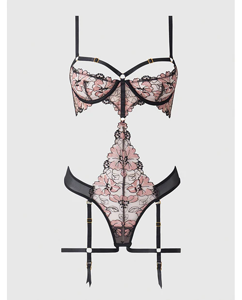 Nova Lace Teddy w/Garters - Black XL - Image 4