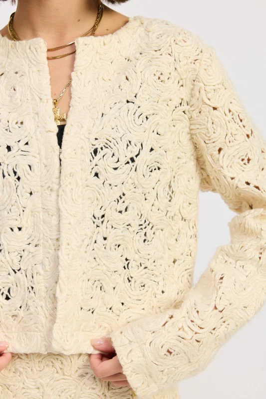 NOVELTY MACRAME CROPPED JACKET - Image 2