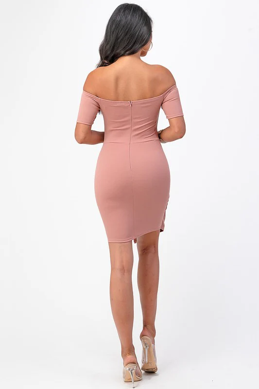 off the shoulder front twist bodycon dress - Image 5