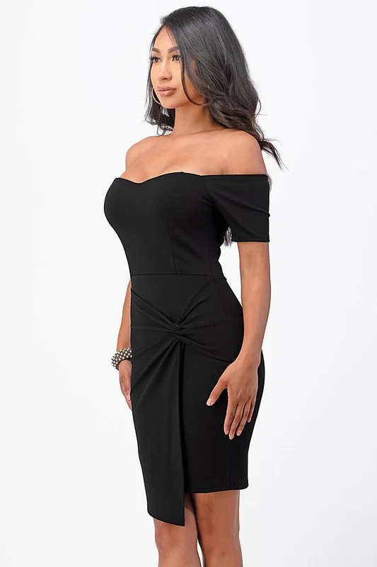 off the shoulder front twist bodycon dress - Image 7
