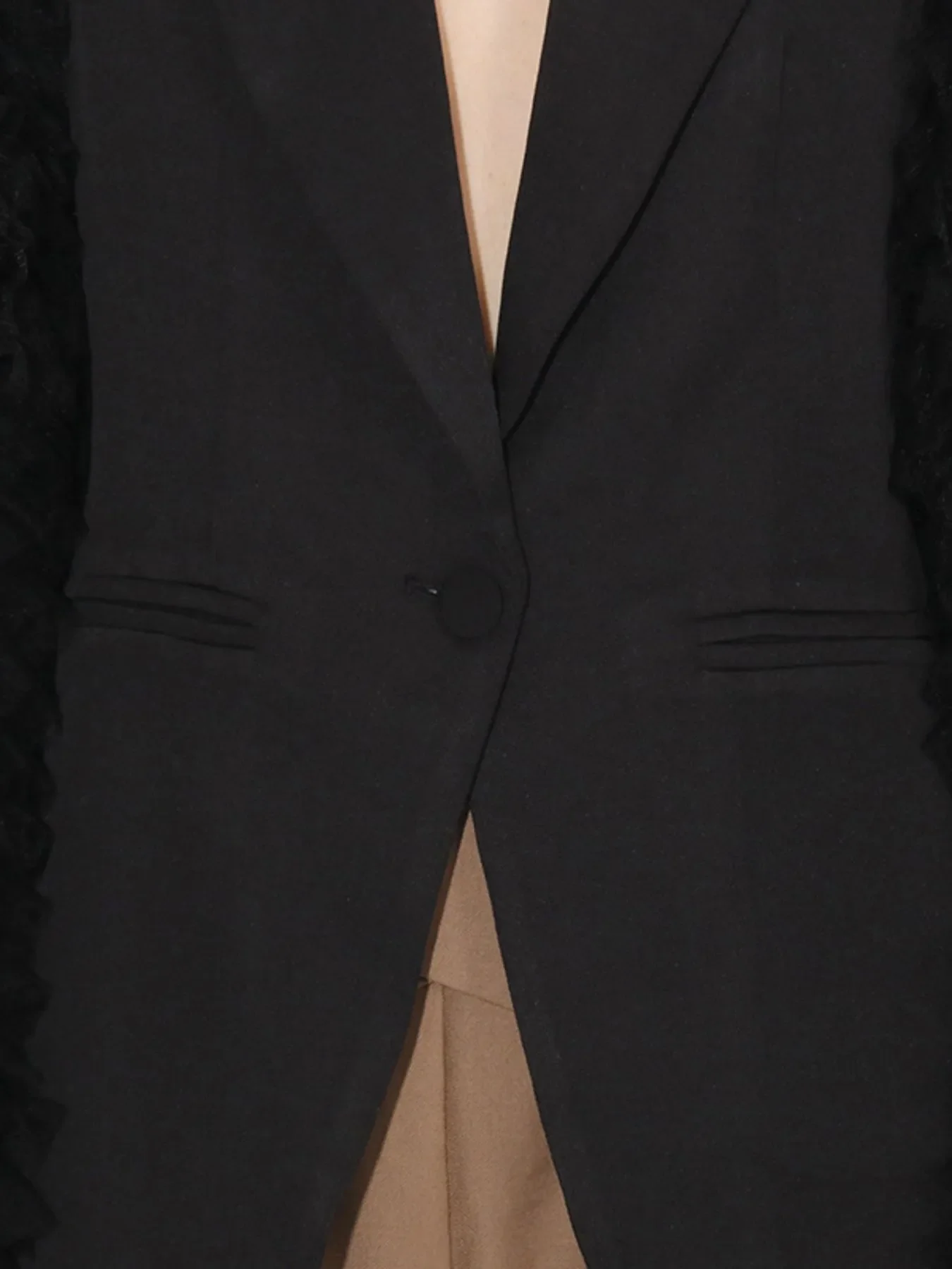 One Button Mesh Long Sleeve Blazer - Image 7