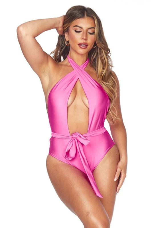 ONE PIECE CRISCROSS HALTER NECKLINE WITH WAIST WRA - Image 7