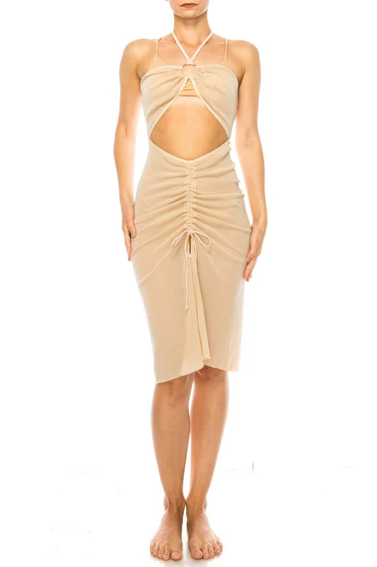 ONE PIECE HALTER NECKLINE SHIMMER ORGANZA RUCHED C - Image 11