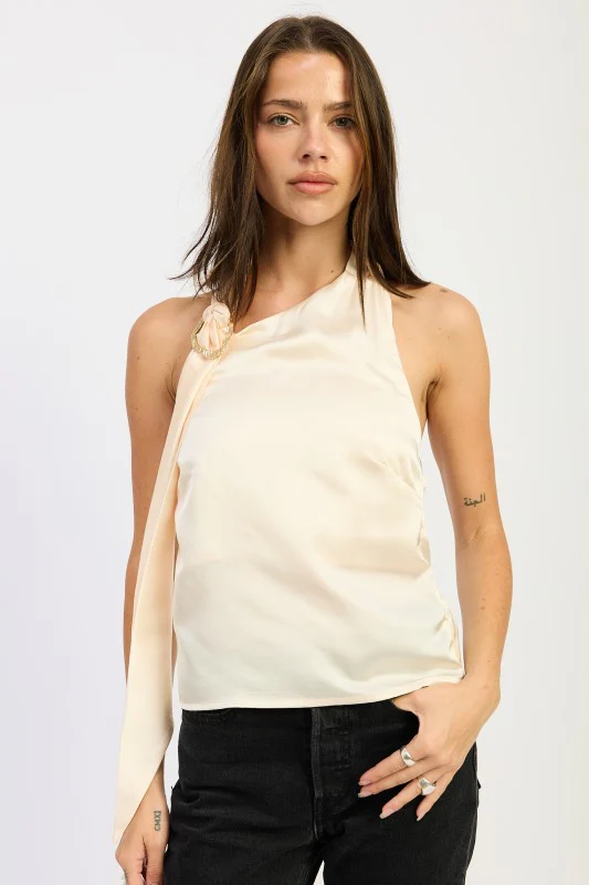 ONE SHOULDER TOP WITH SCARF DETAIL - Image 9