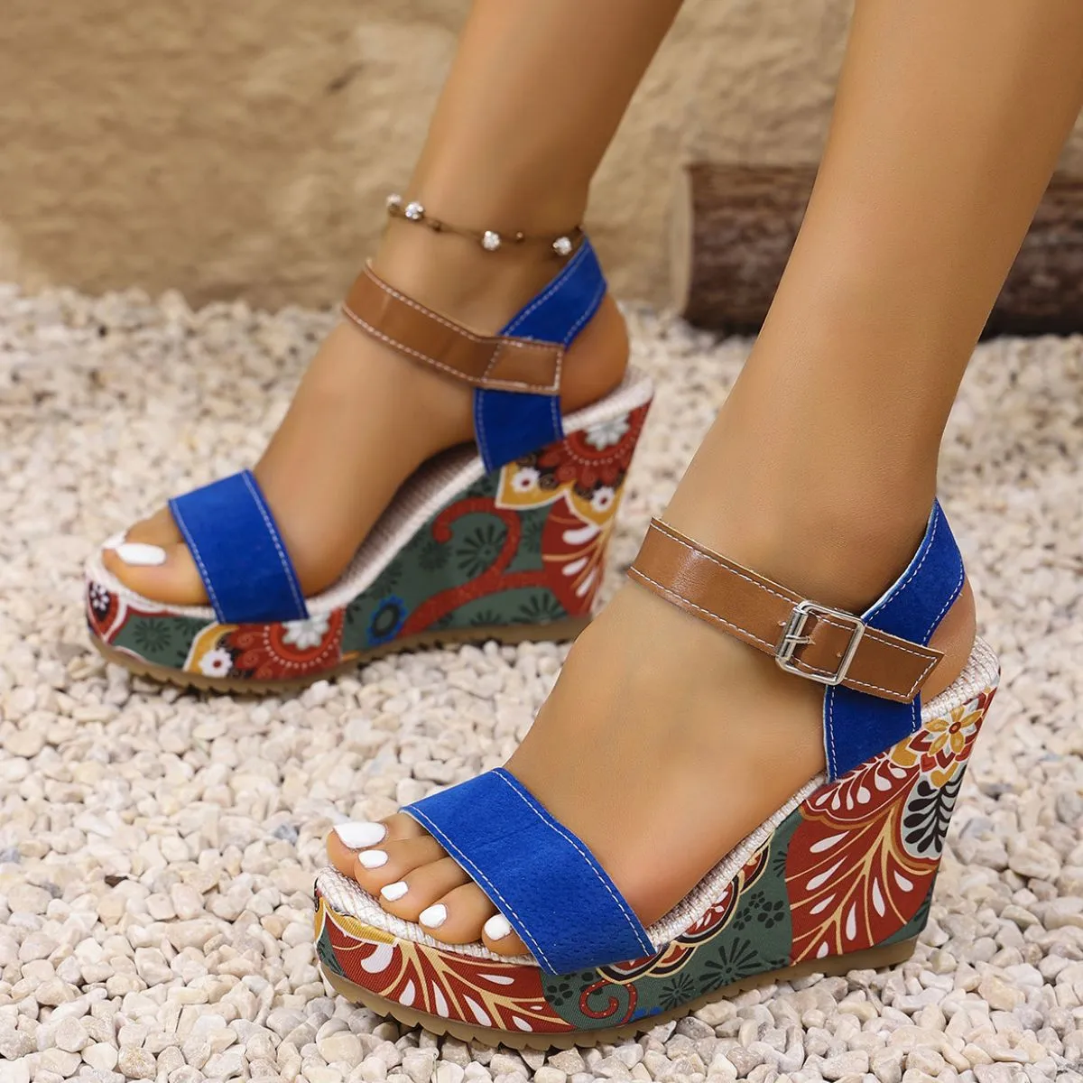 Open Toe Wedge Sandals - Image 5
