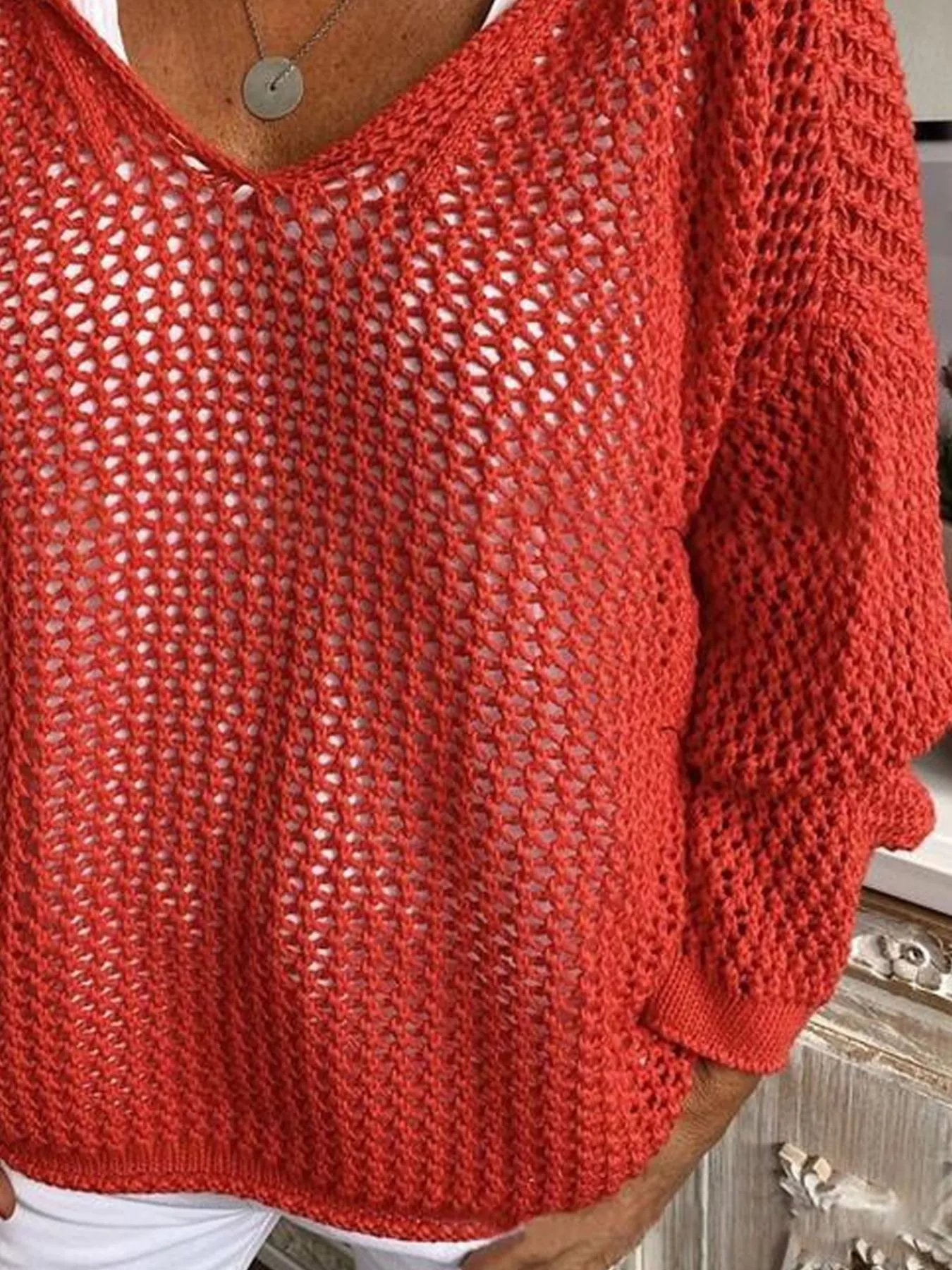 Openwork Long Sleeve Hooded Knit Cover Up - Image 15