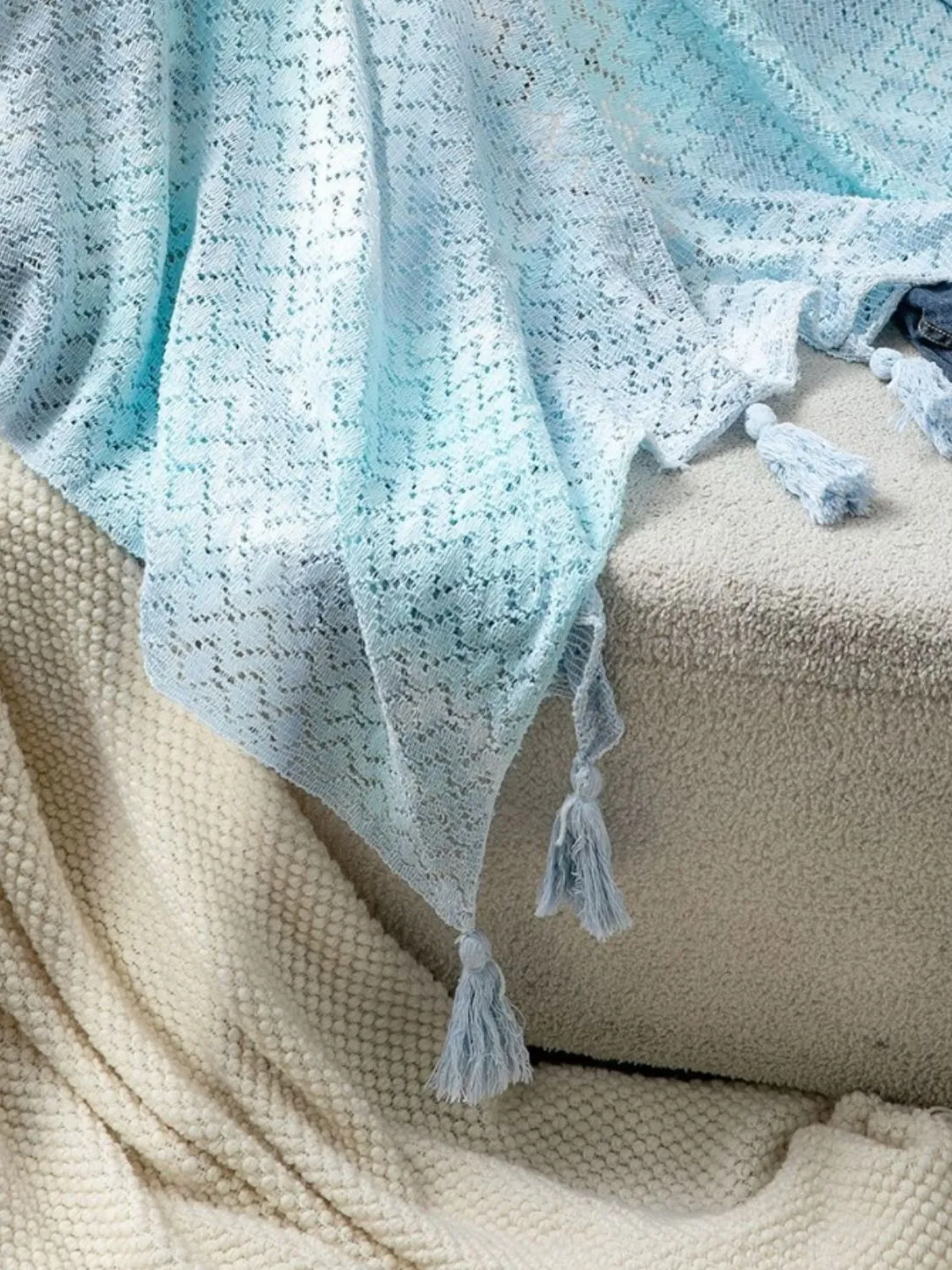 Openwork Tassel Gradient Knit Cover Up - Image 15