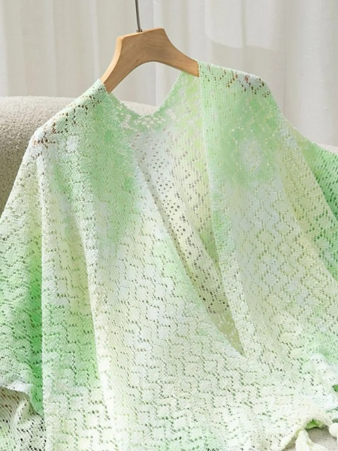 Openwork Tassel Gradient Knit Cover Up - Image 9