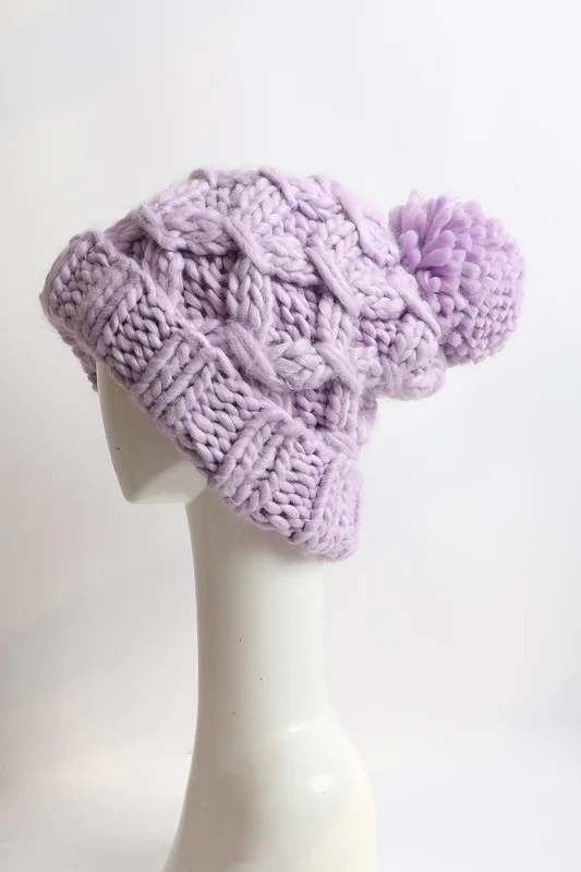 Oversized Chunky Knit Pom Beanie - Image 9