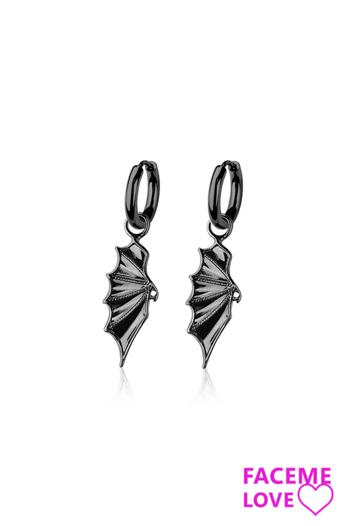 PAIR OF 316L STAINLESS STEEL EARRINGS WITH DARK WINGS DANGLE