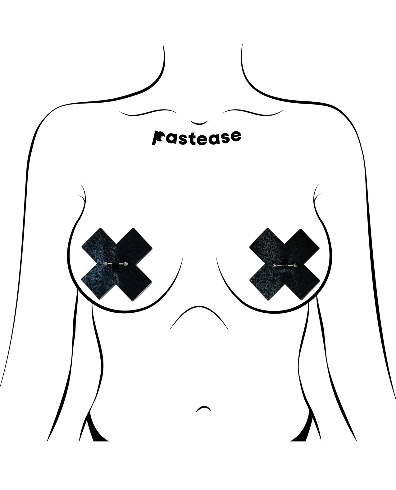 Pastease Pierced Liquid Black Cross w/Barbell Piercing - Black O/S - Image 3