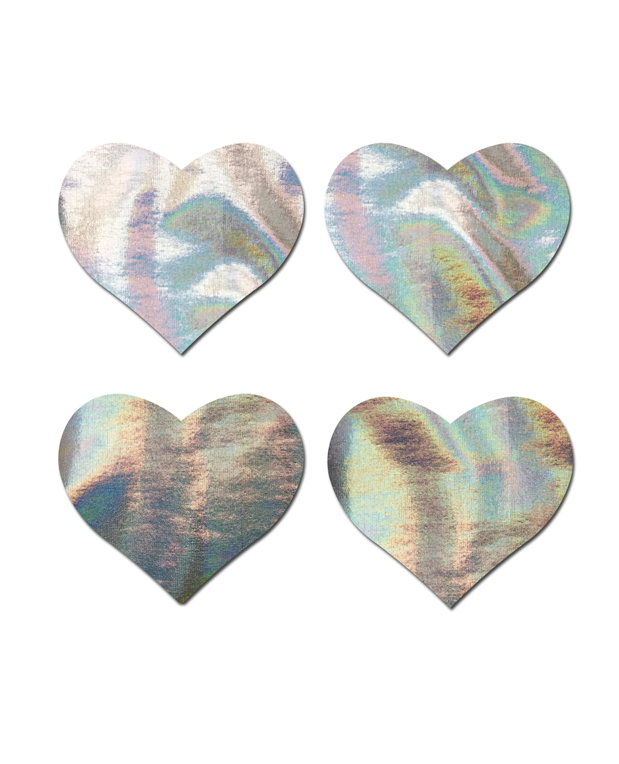 Pastease Premium Petites Holographic Heart - Silver O/S Pack of 2 Pair - Image 2