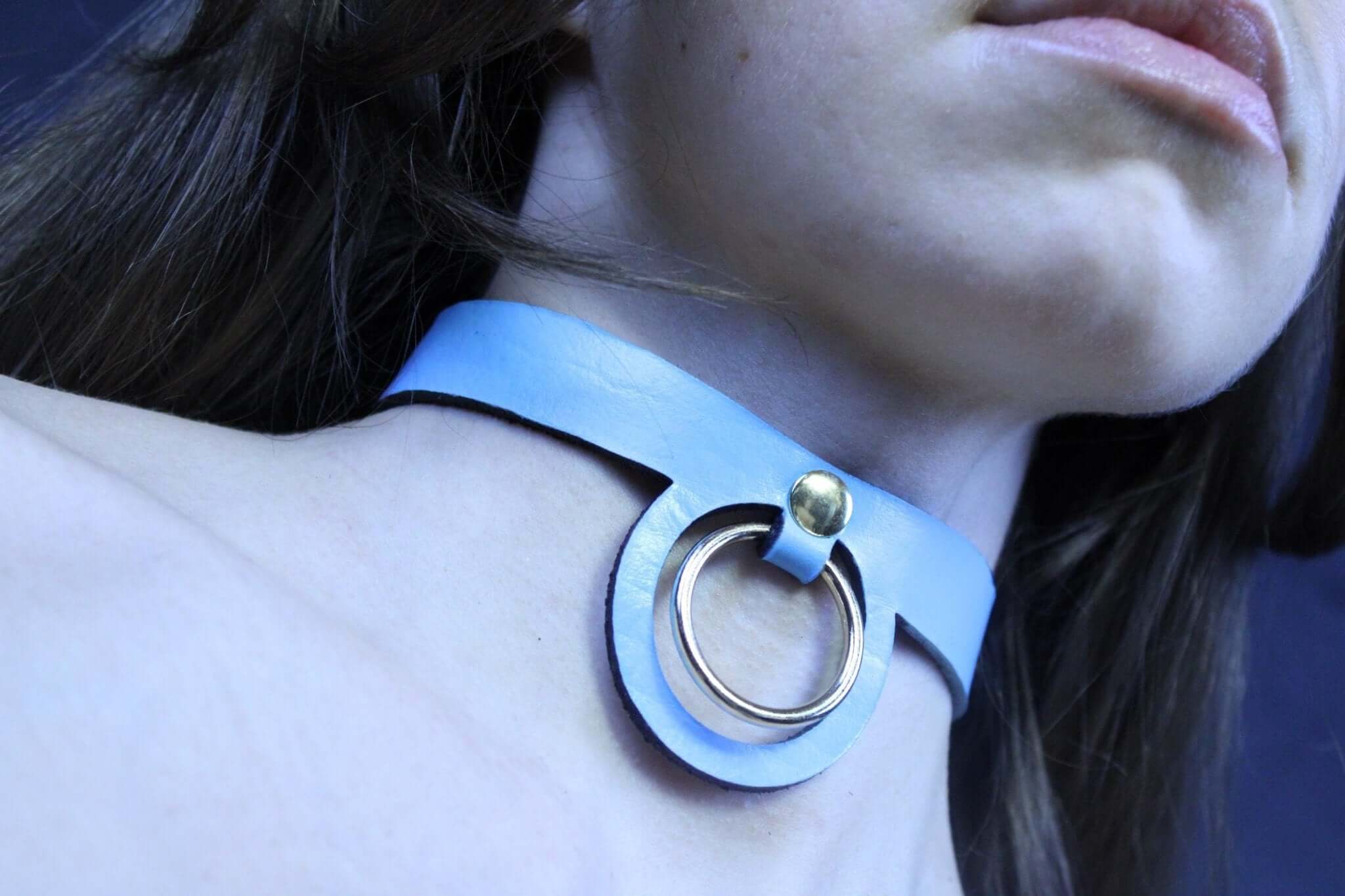 Pastel Blue BDSM Collar BDSM Submissive Jewelry Petplay Accessory - Image 5