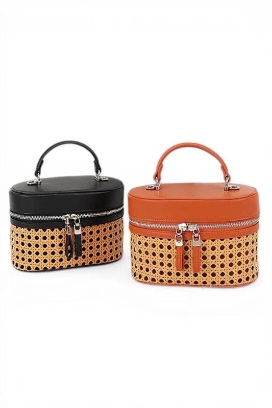 Peforated Bamboo Vanity Case Convertible Bag - Image 2