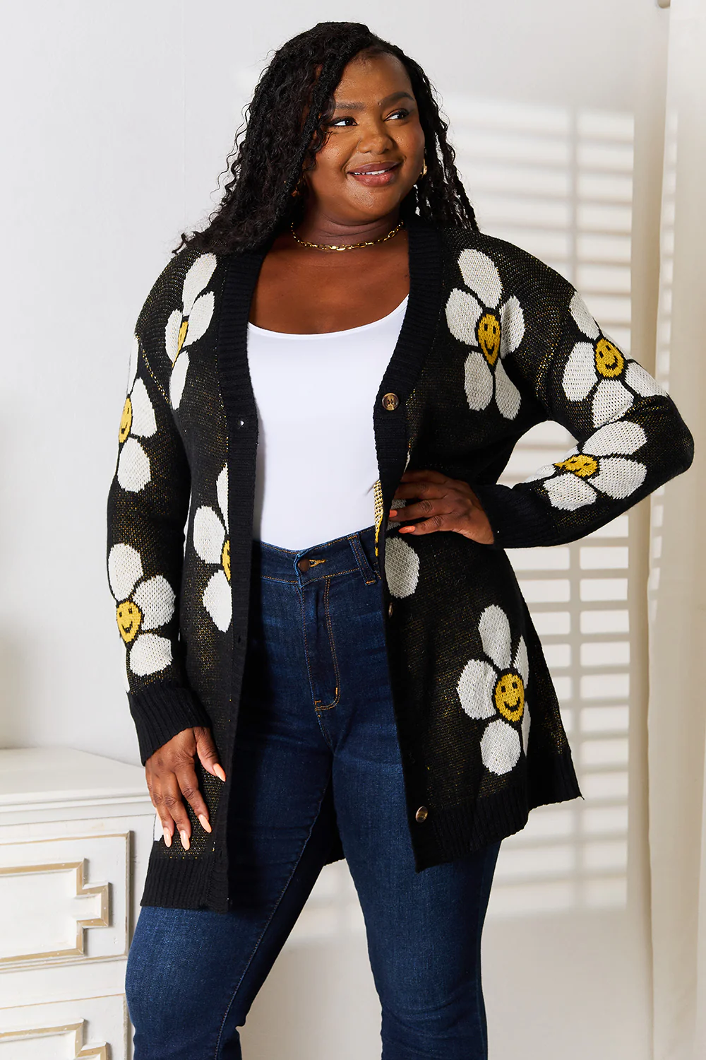 Perfee Floral Button Down Longline Cardigan - Image 7