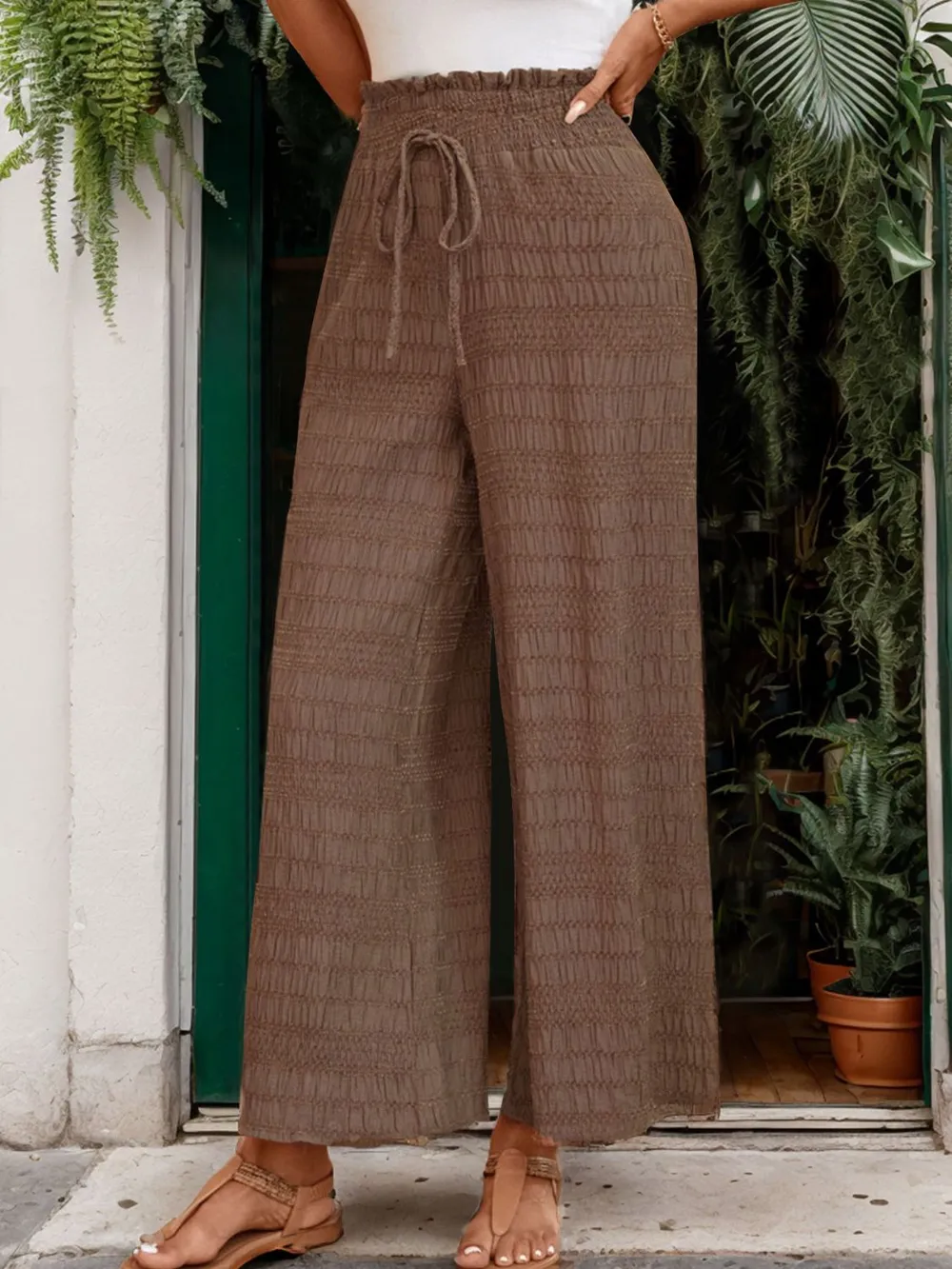 Perfee Tied Wide Leg Pants - Image 3