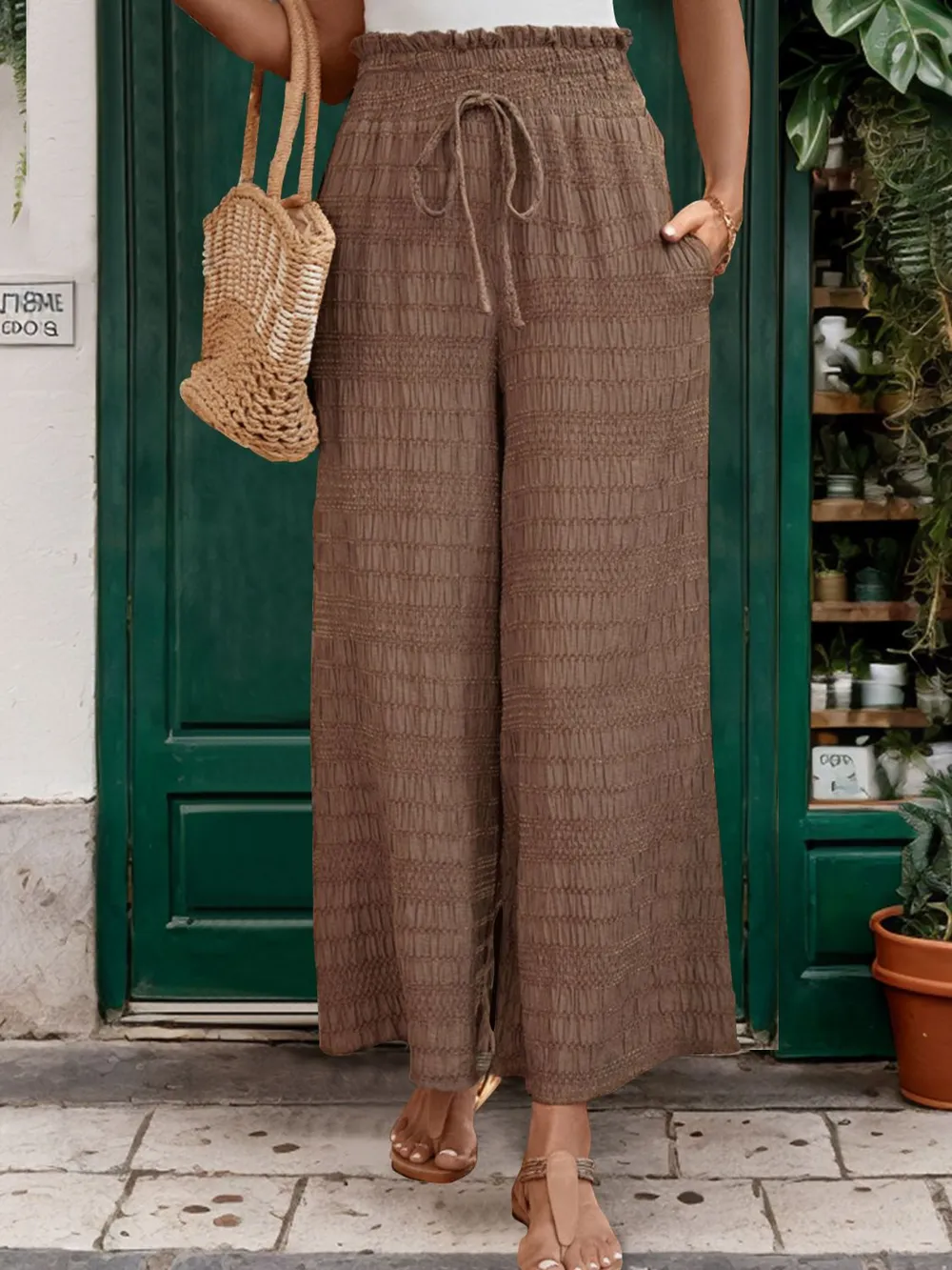 Perfee Tied Wide Leg Pants - Image 5