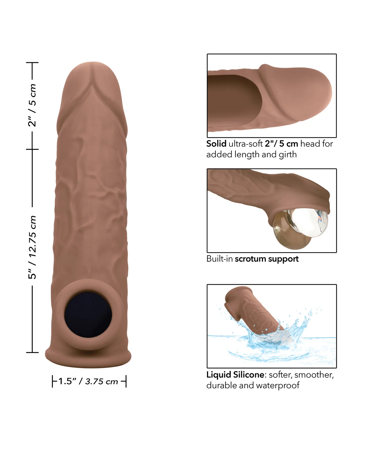 Performance Maxx Life-Like 7" Penis Extension - Brown - Image 5
