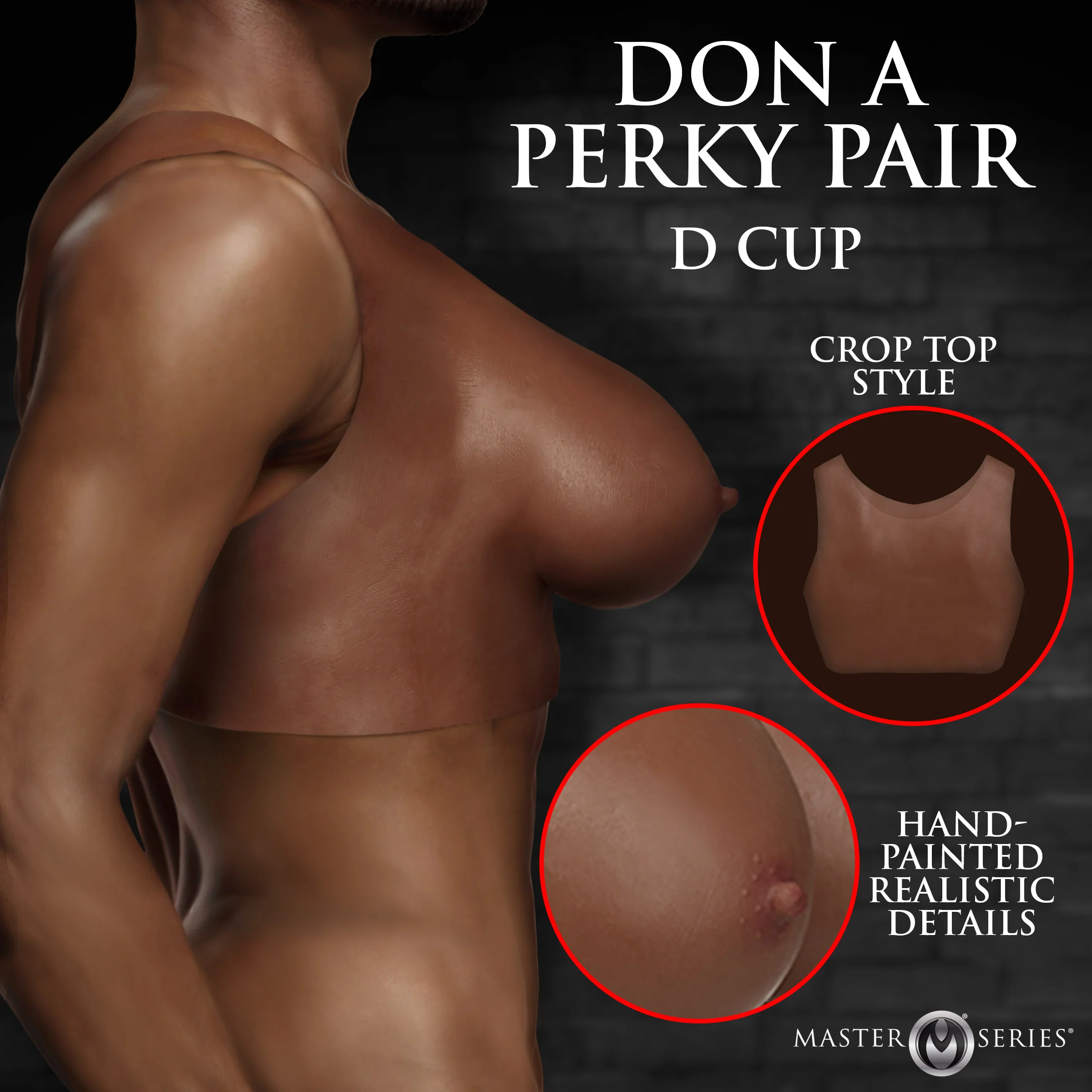 Perky Pair D-cup Silicone Breasts - Dark - Image 2