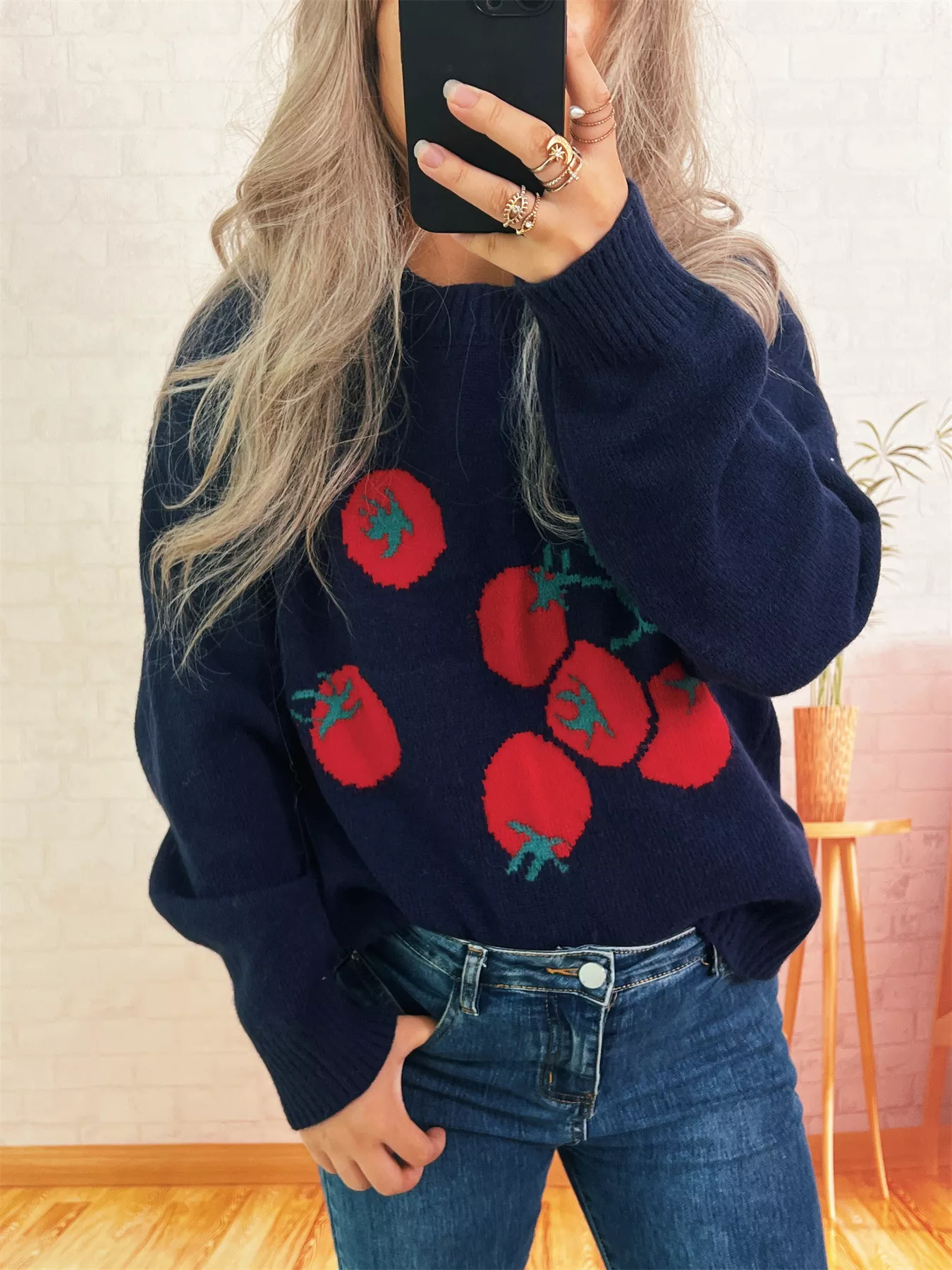 Persimmon Round Neck Long Sleeve Sweater - Image 10