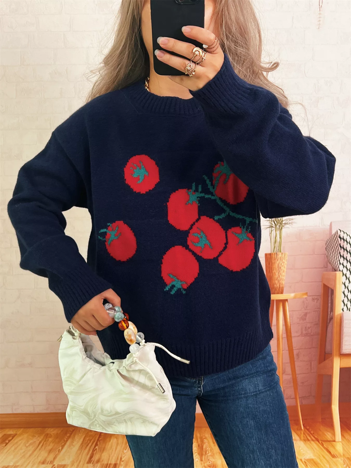 Persimmon Round Neck Long Sleeve Sweater - Image 11