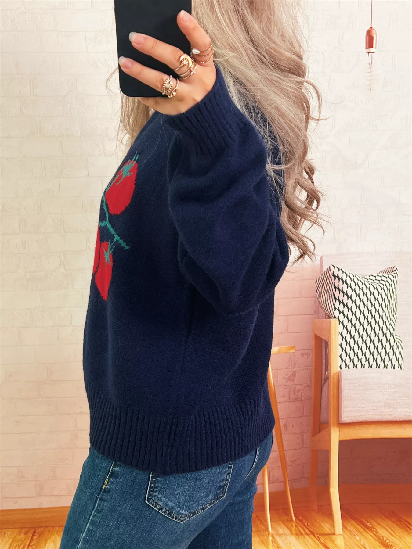 Persimmon Round Neck Long Sleeve Sweater - Image 12