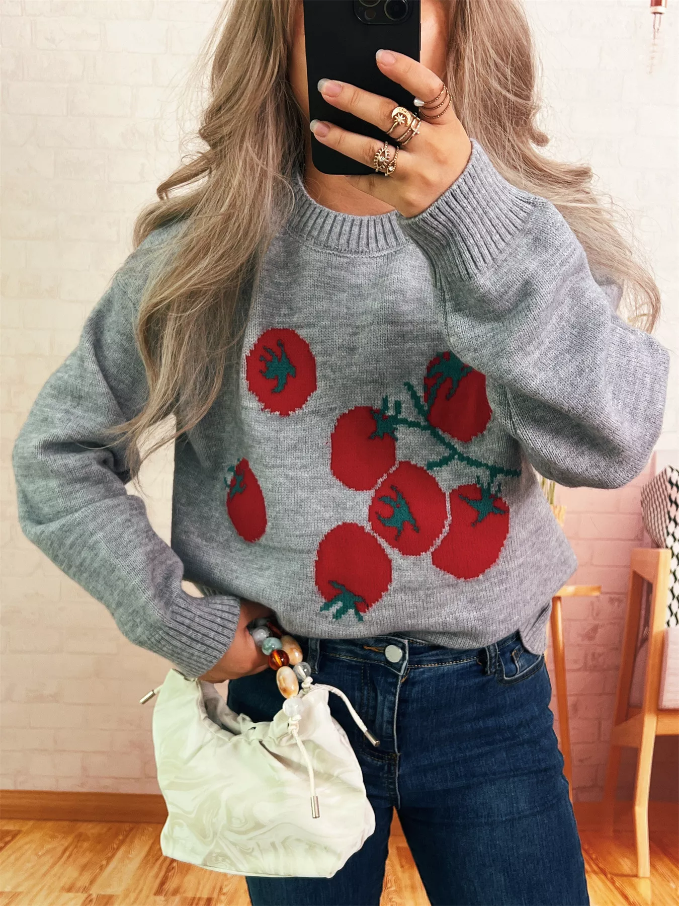 Persimmon Round Neck Long Sleeve Sweater - Image 5