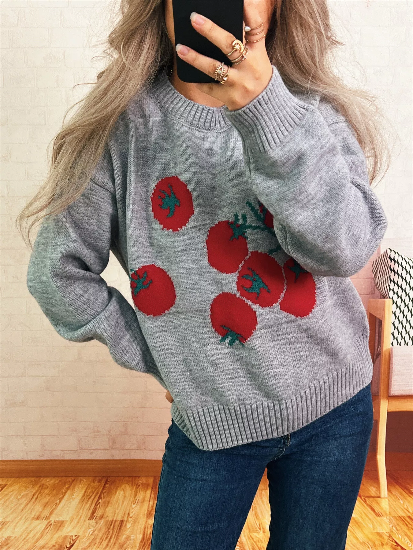 Persimmon Round Neck Long Sleeve Sweater - Image 6