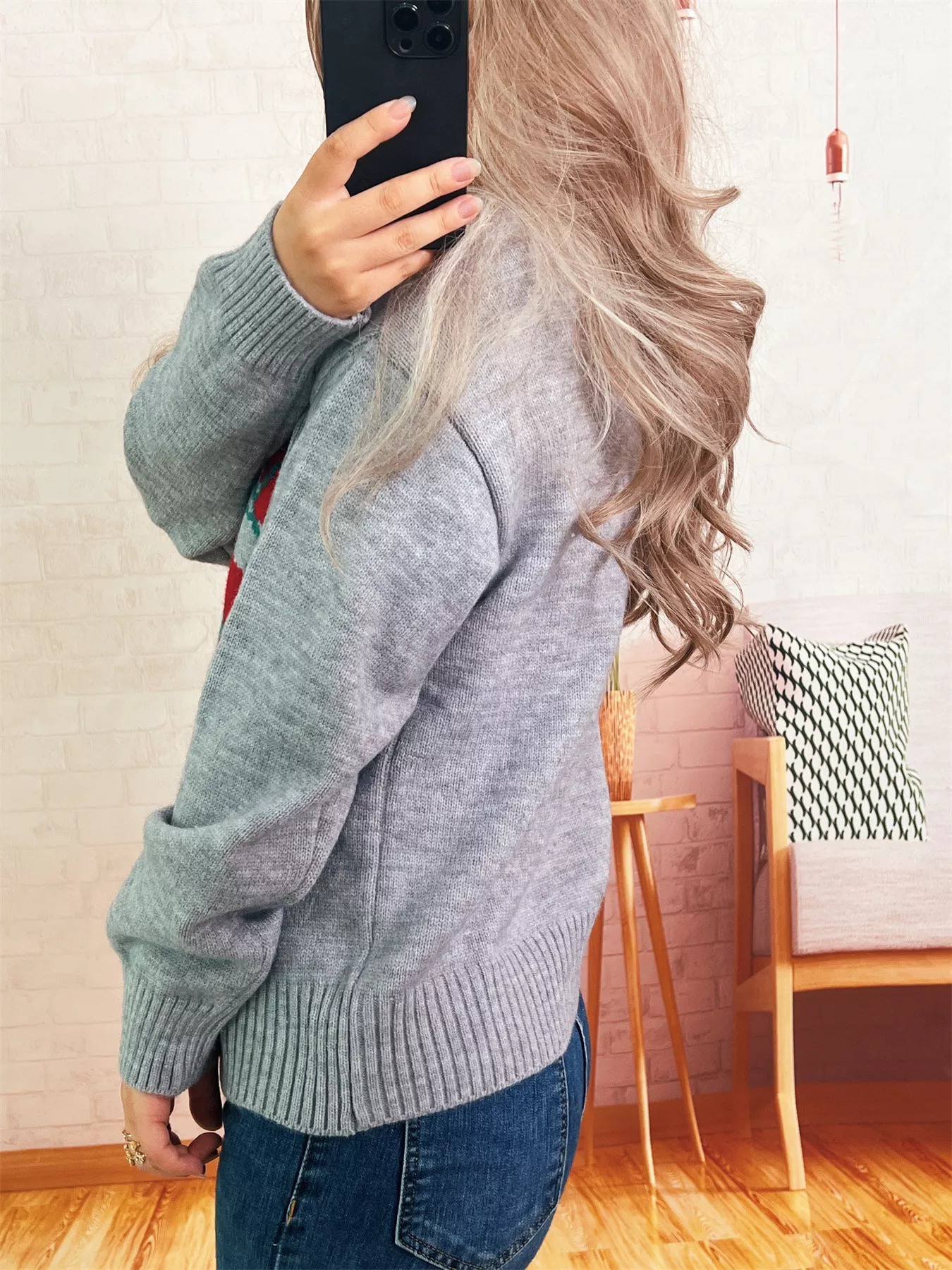 Persimmon Round Neck Long Sleeve Sweater - Image 8