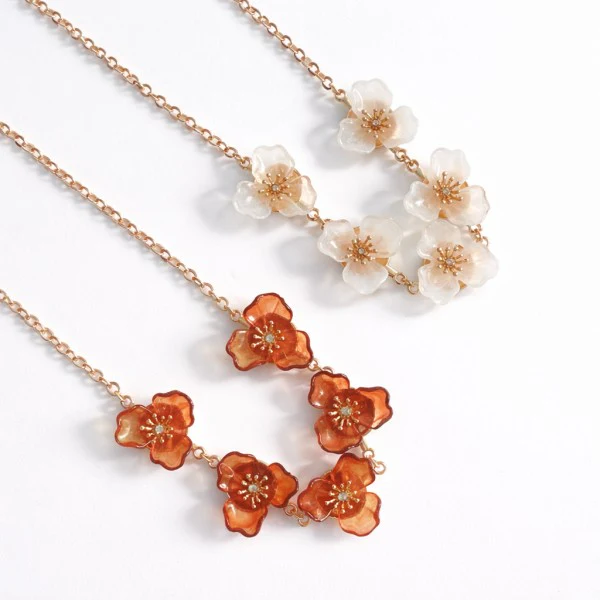Petal Parade Dimensional Five Flowers Necklace – L