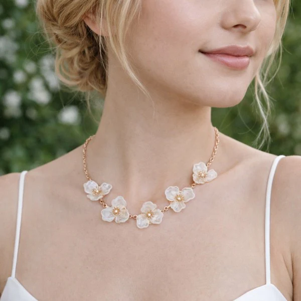 Petal Parade Dimensional Five Flowers Necklace – L - Image 4