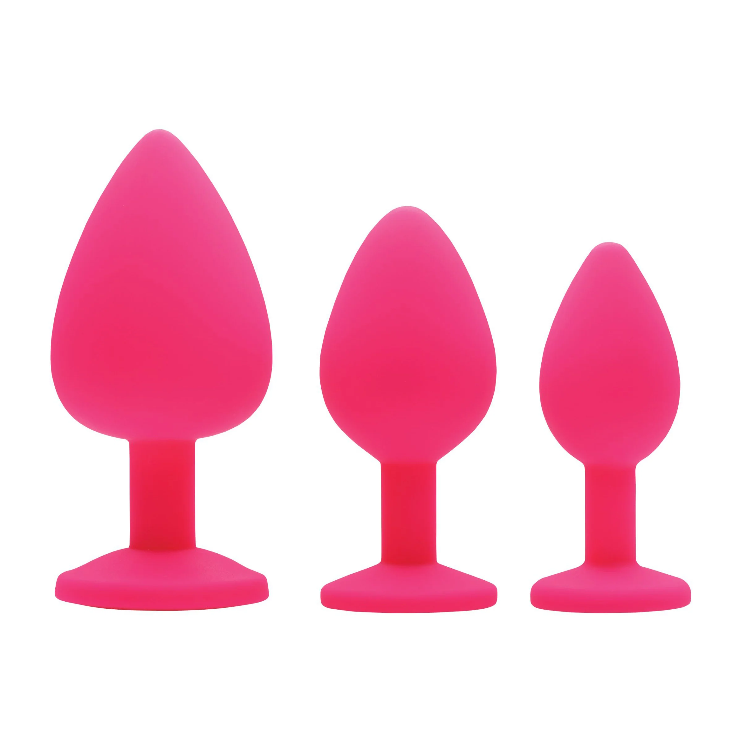 Pink Pleasure 3 Piece Silicone Anal Plugs With Gems - Image 4