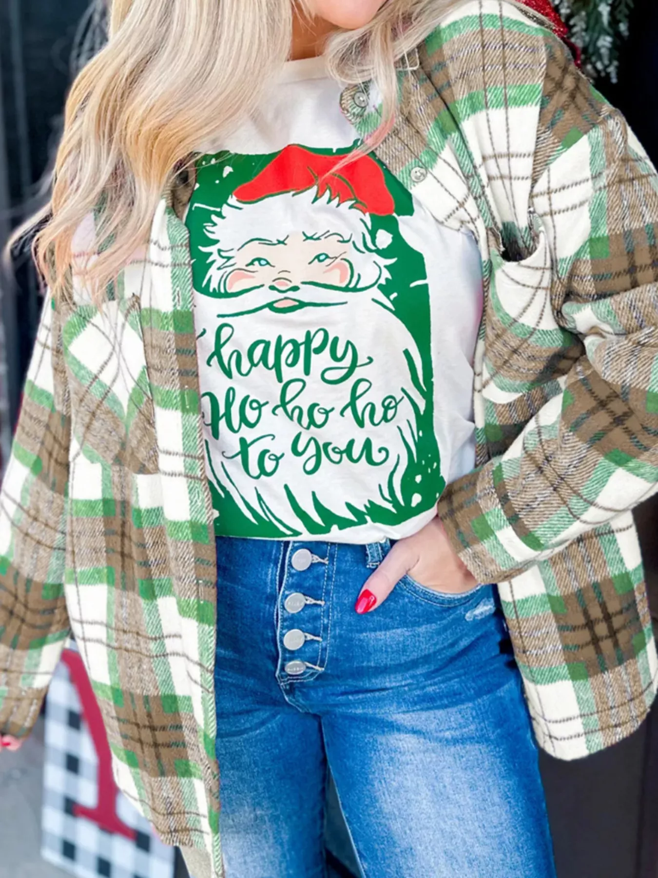 Plaid Button-Down Long Sleeve Shacket - Image 7