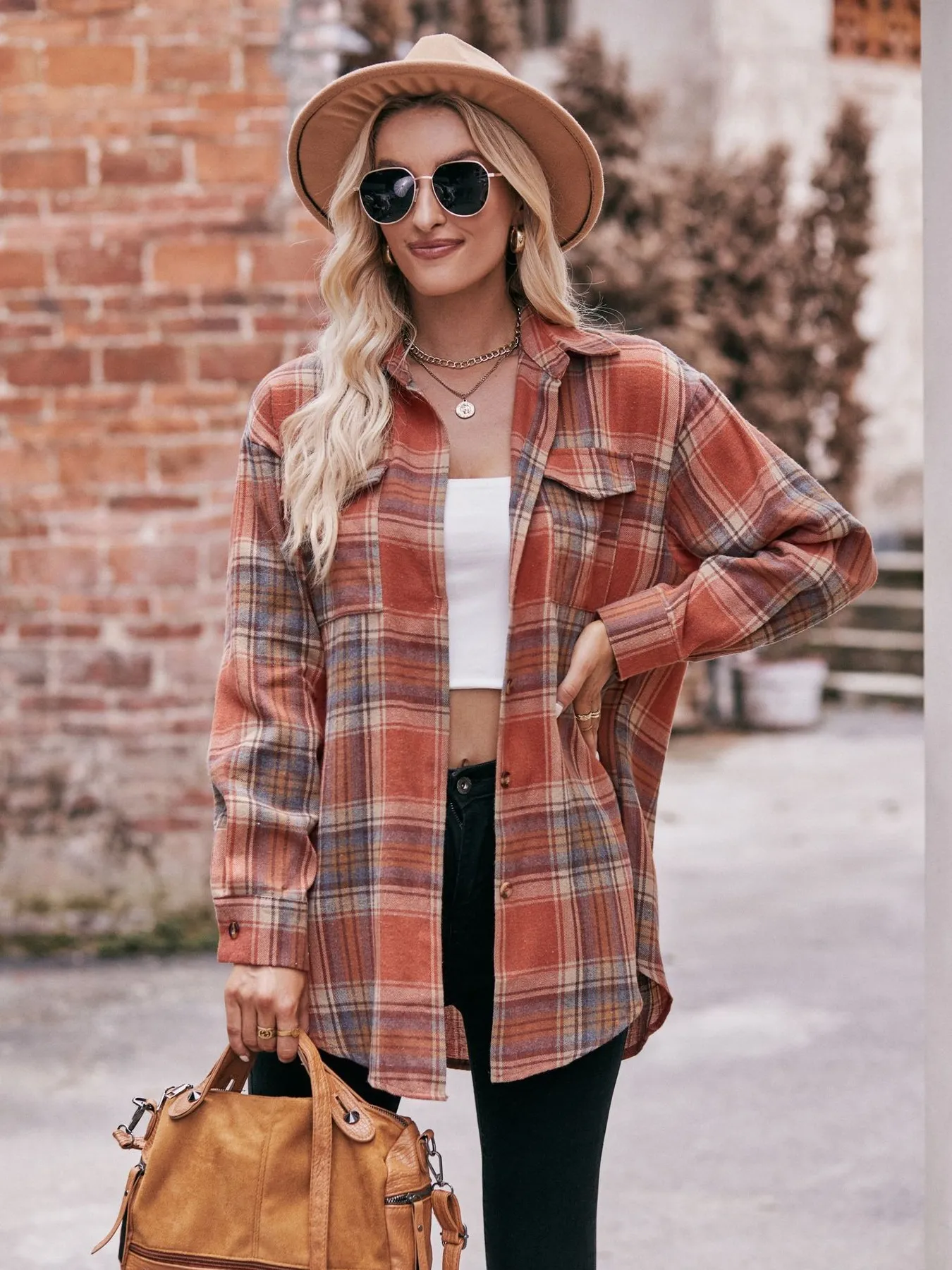 Plaid Button-Down Long Sleeve Shirt - Image 11