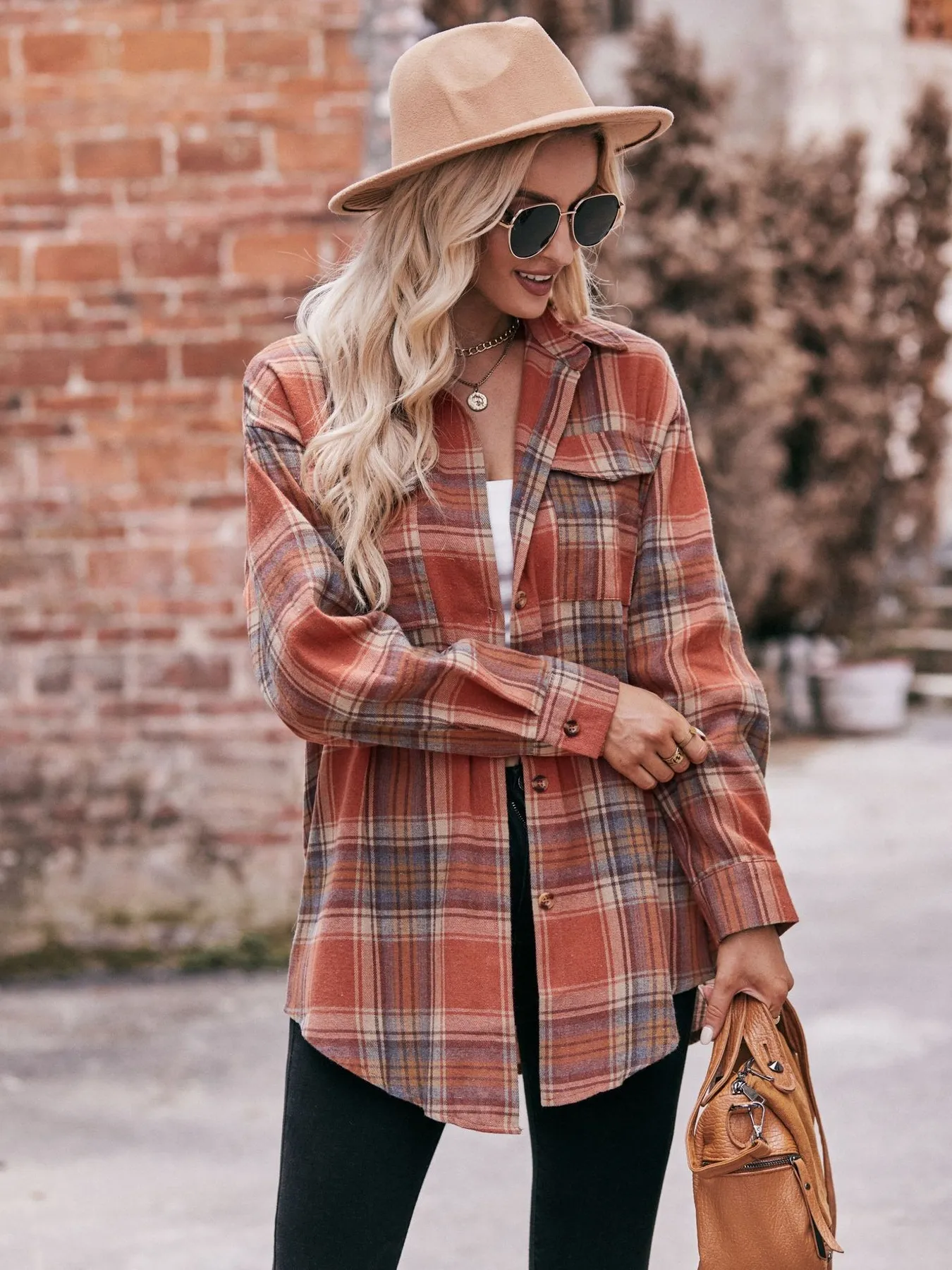 Plaid Button-Down Long Sleeve Shirt - Image 14