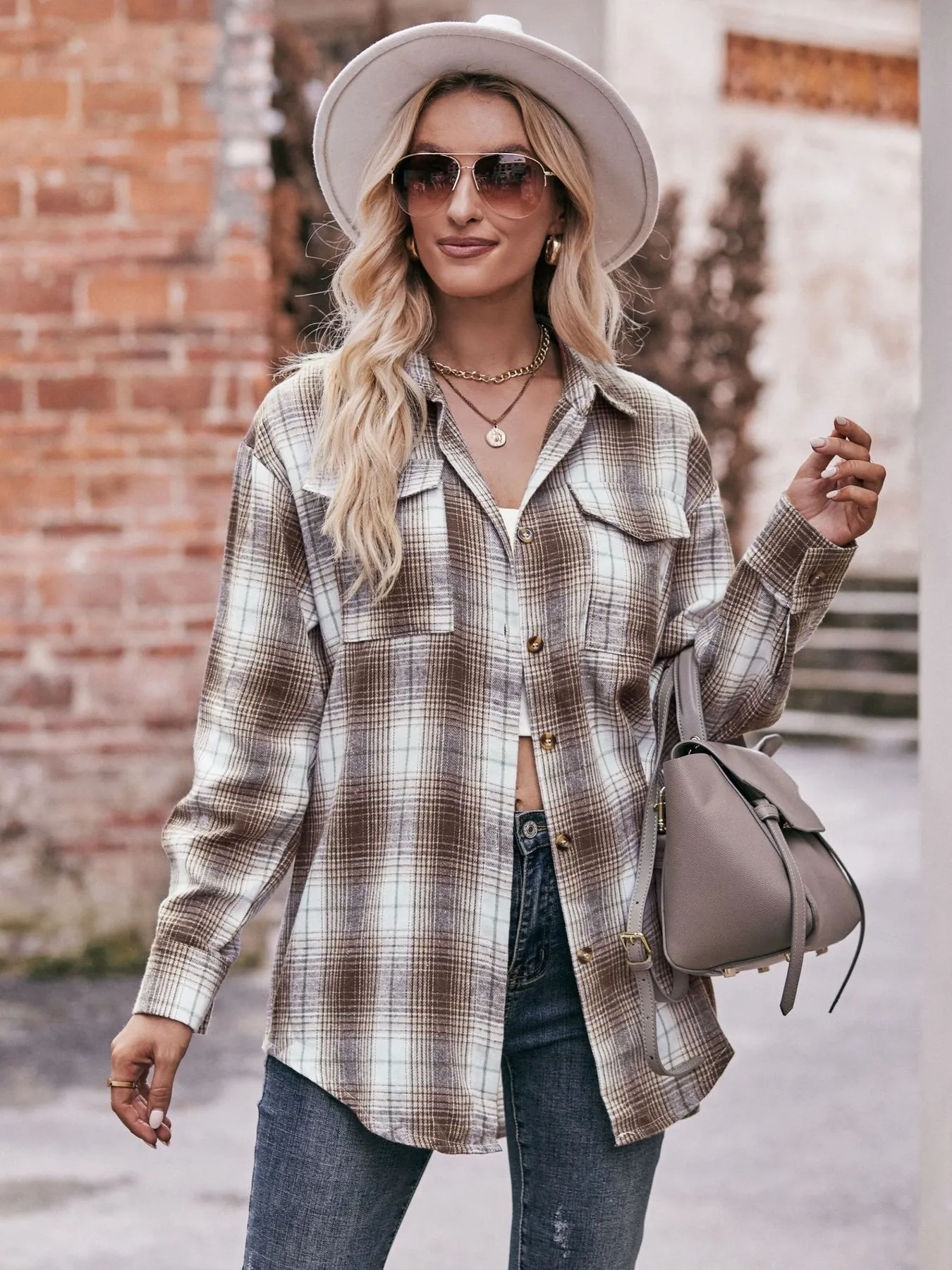 Plaid Button-Down Long Sleeve Shirt - Image 16