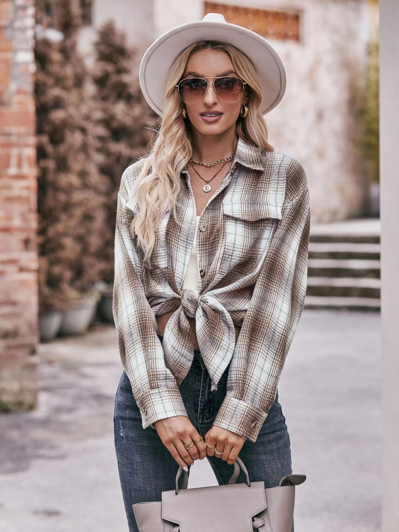Plaid Button-Down Long Sleeve Shirt - Image 18