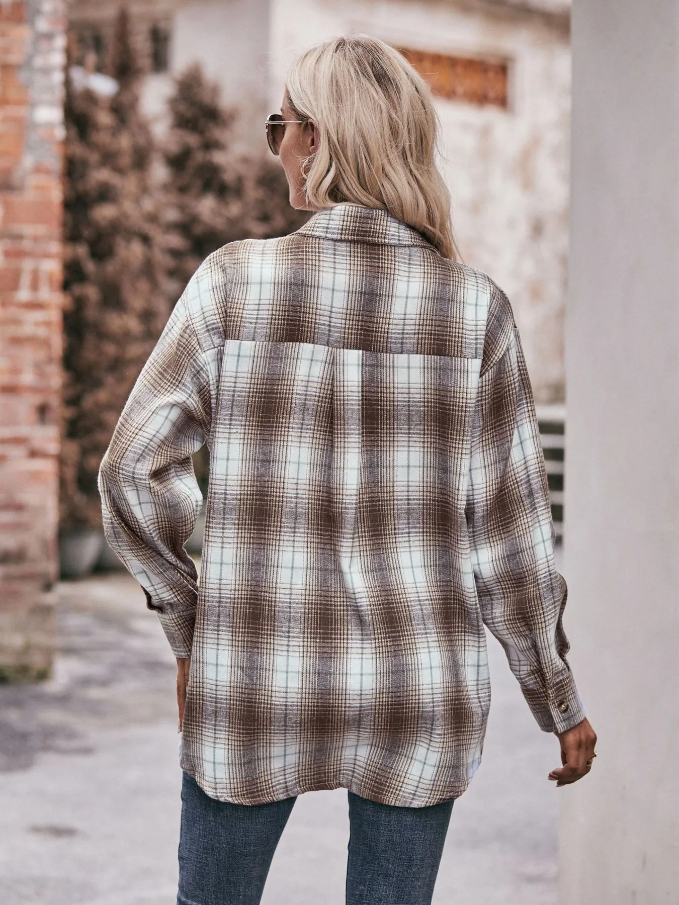 Plaid Button-Down Long Sleeve Shirt - Image 19