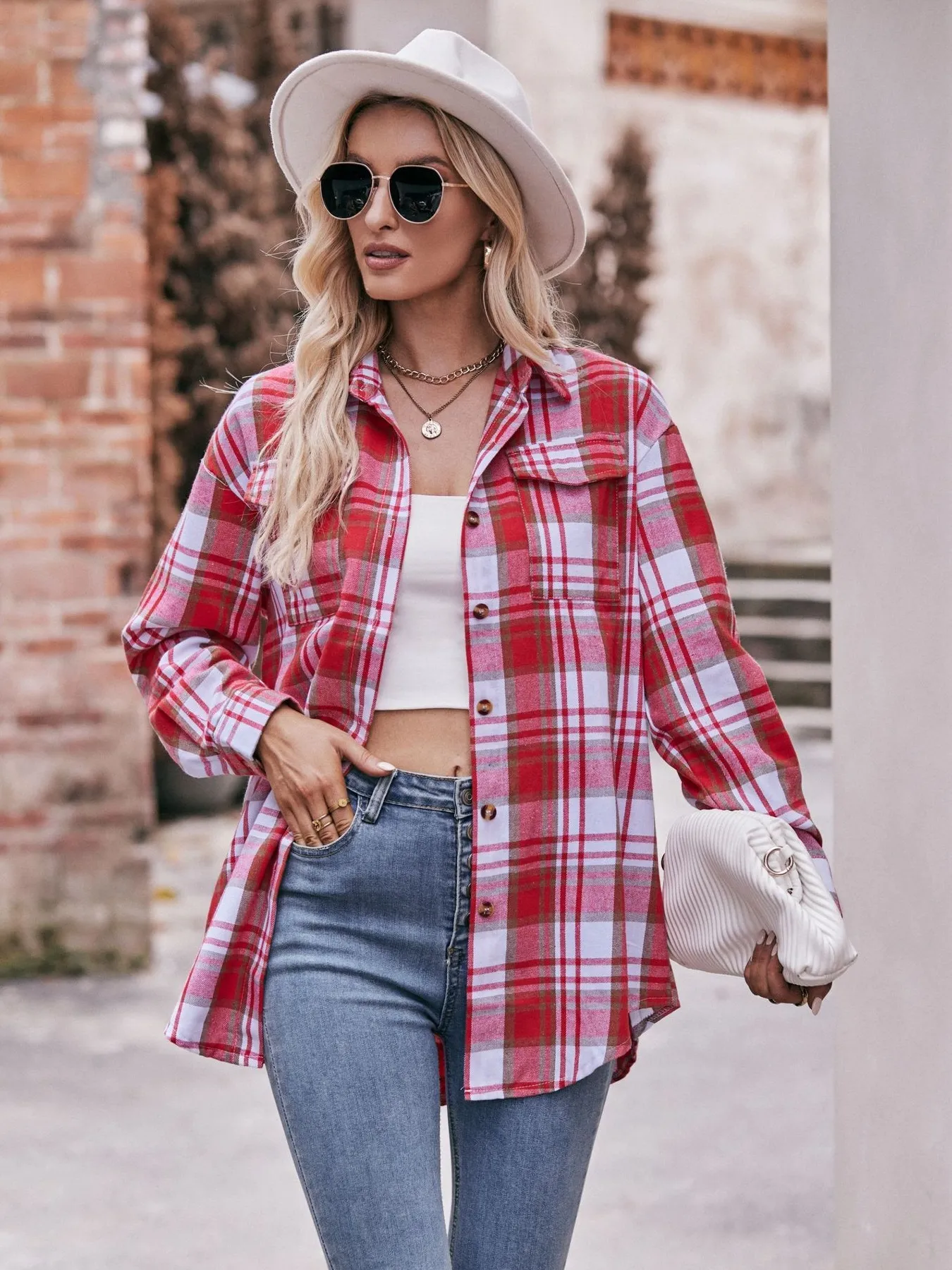 Plaid Button-Down Long Sleeve Shirt - Image 2