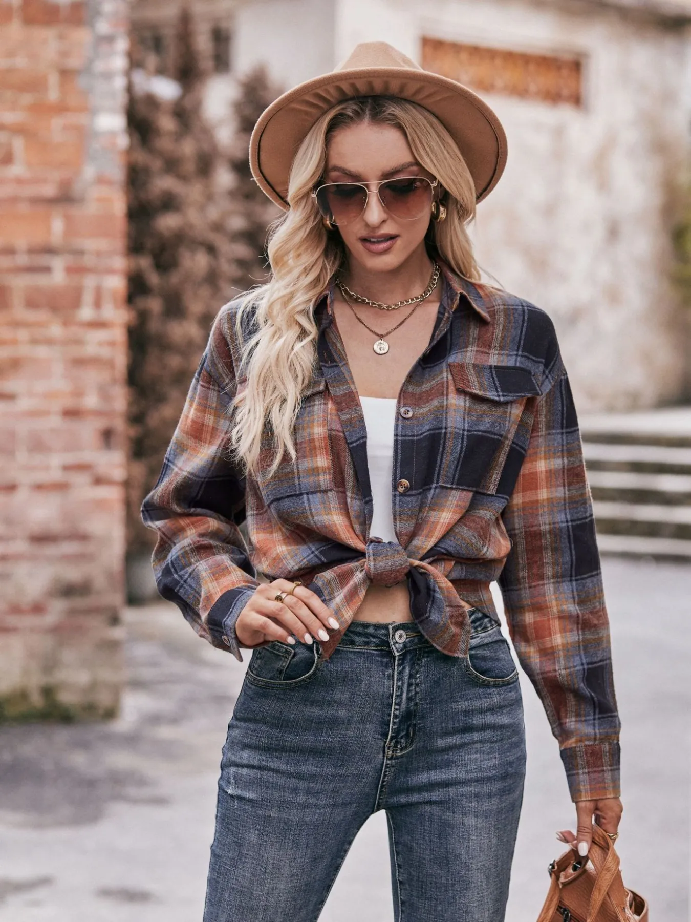 Plaid Button-Down Long Sleeve Shirt - Image 21
