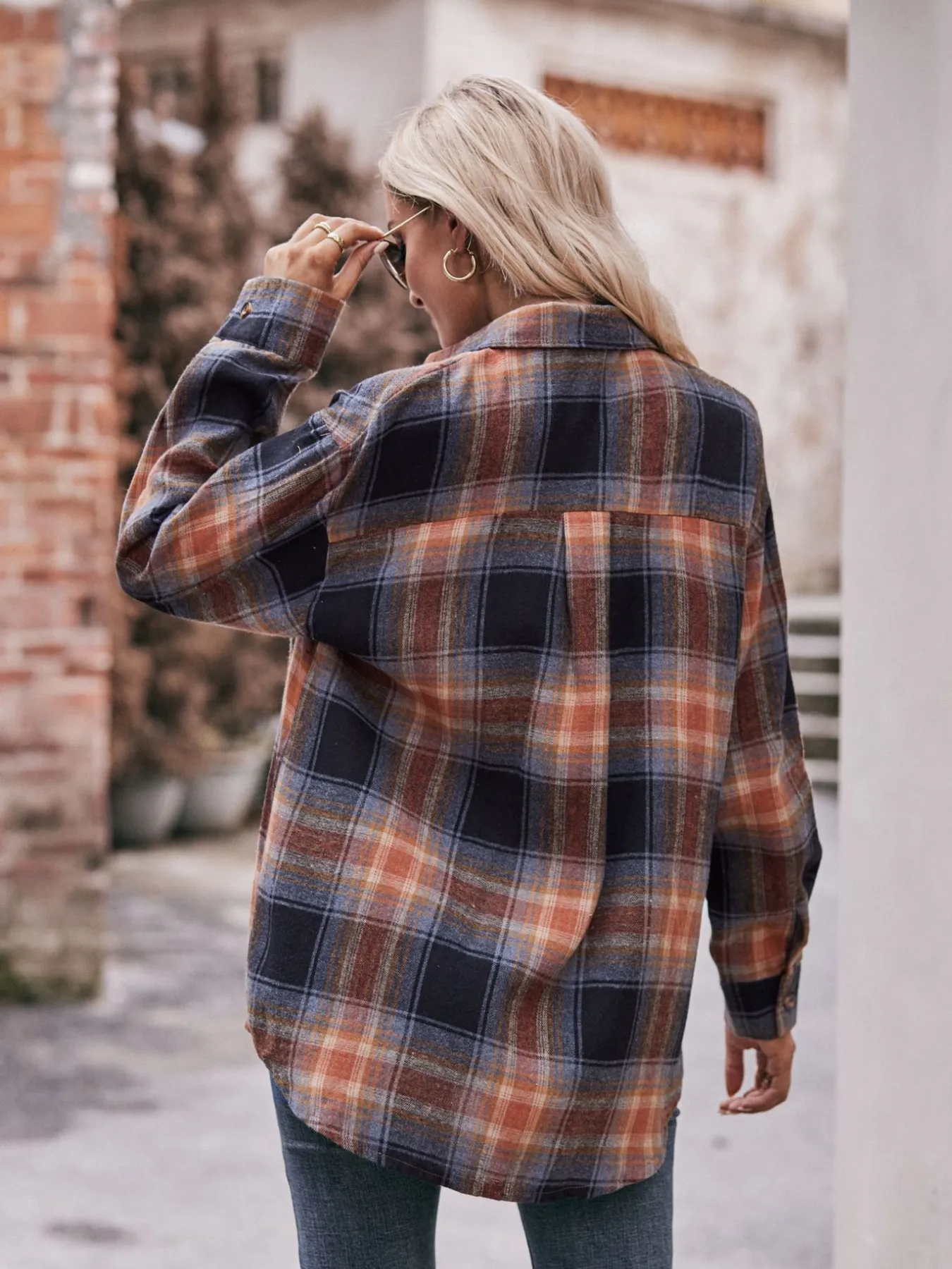Plaid Button-Down Long Sleeve Shirt - Image 22