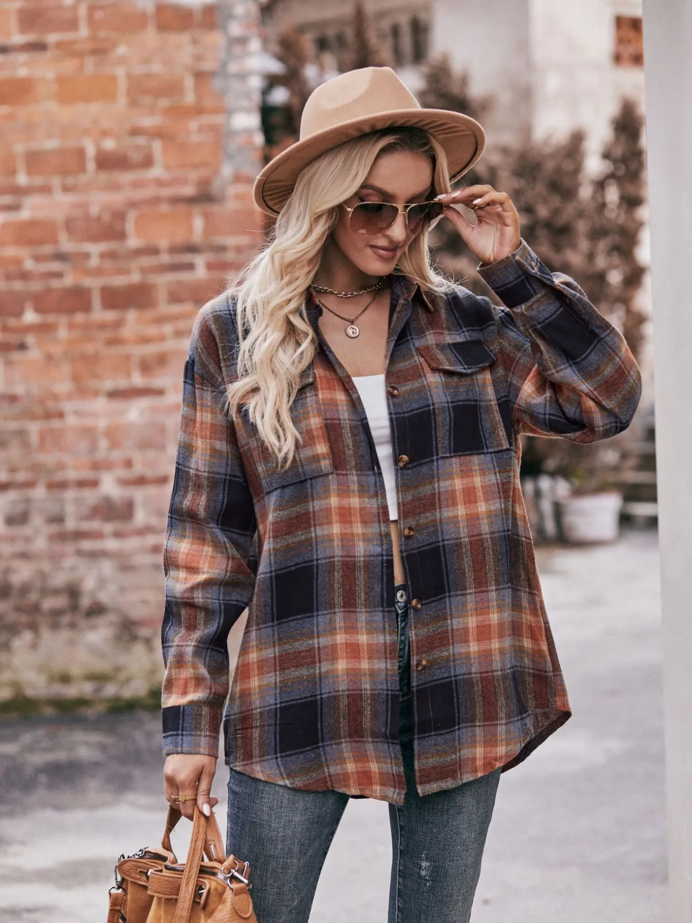 Plaid Button-Down Long Sleeve Shirt - Image 23