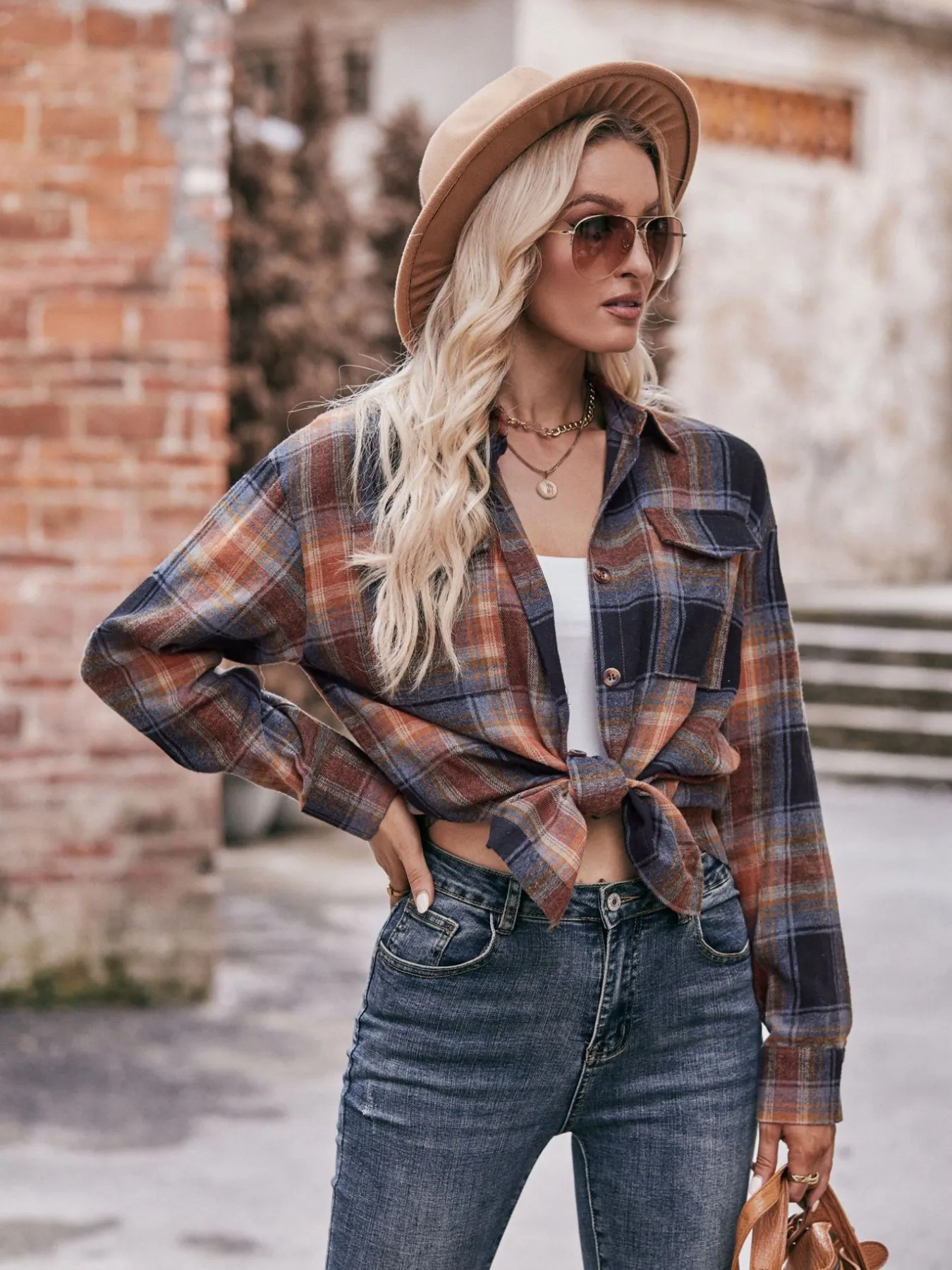 Plaid Button-Down Long Sleeve Shirt - Image 24